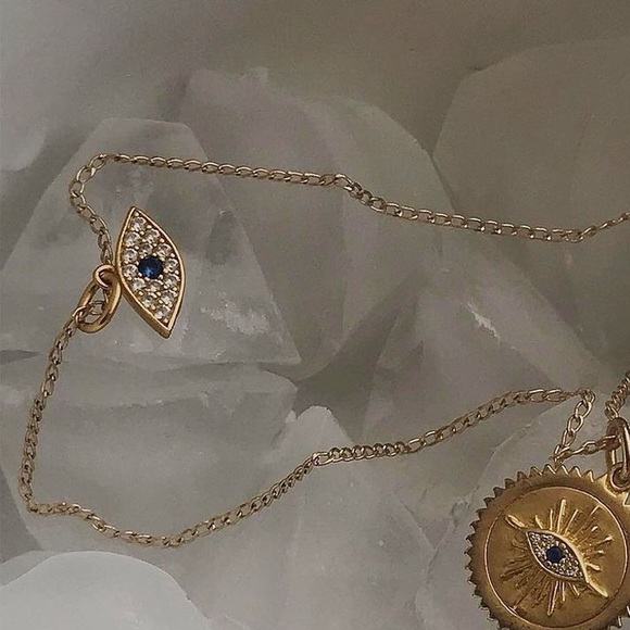 Maison Miru Gold Evil Eye Charm Necklace - Picture 2 of 4